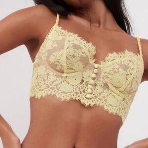 For Love & Lemons L Faye Lace Underwire Bustier Top Yellow Bra Sexy Lingerie